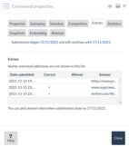 Entries tab